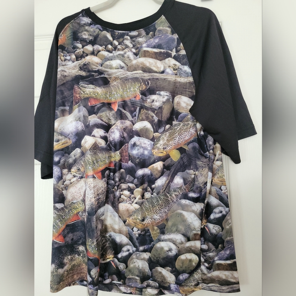 Fishouflage Trout Camo Fishing Shirt Riptide Short Sleeve Performance Men Large